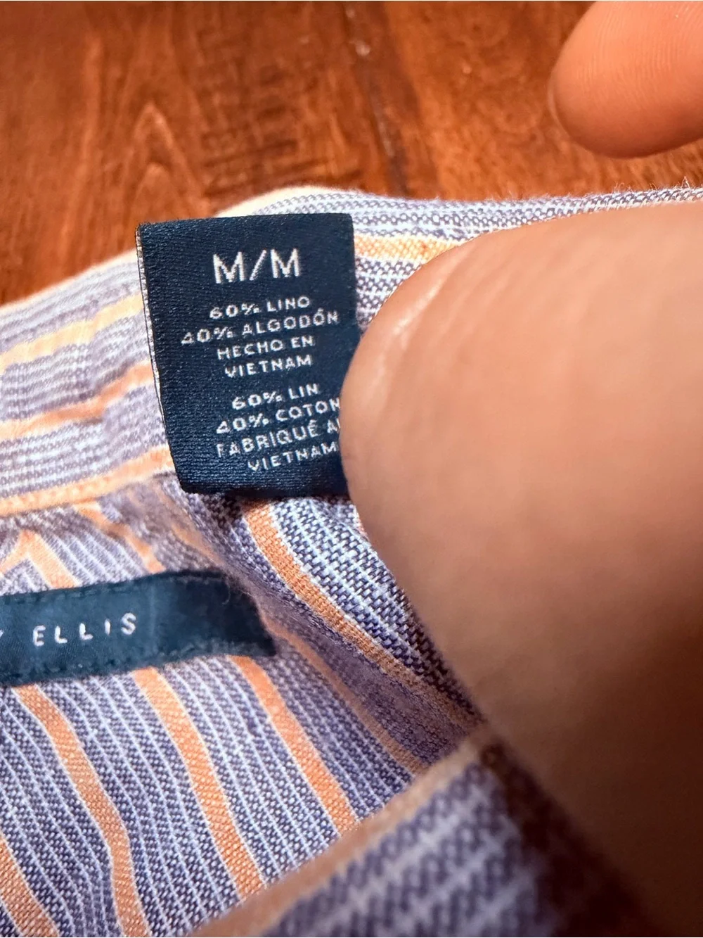Perry Ellis Blue and Pink Striped Short-Sleeve Button-Down Shirt
